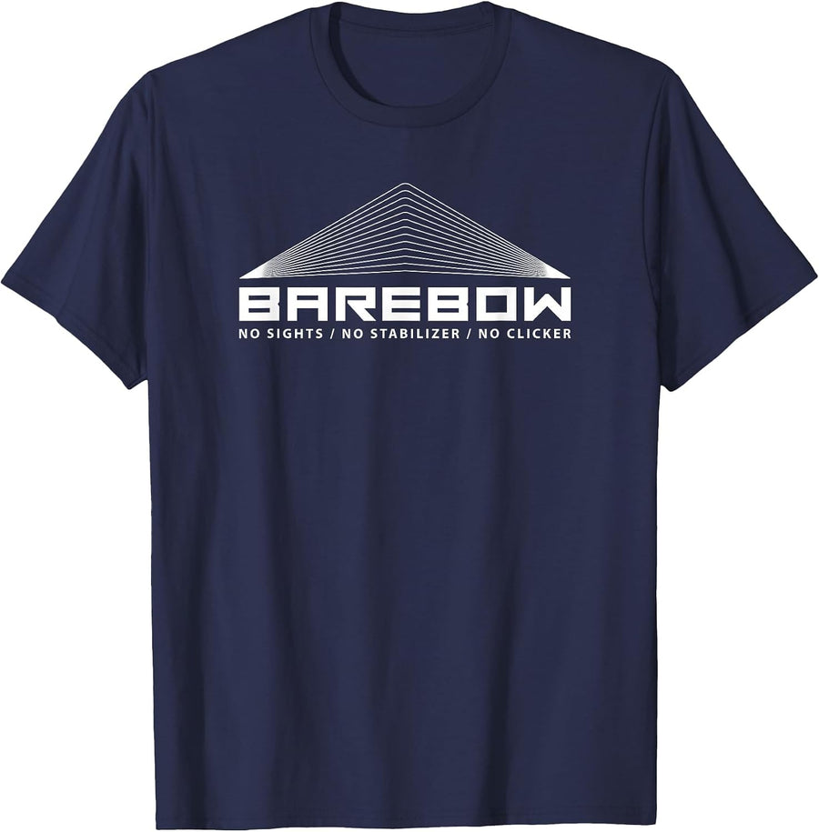 Barebow Archery Logo: No Sights, No Stabilizer, No Clicker T-Shirt - Navy Blue