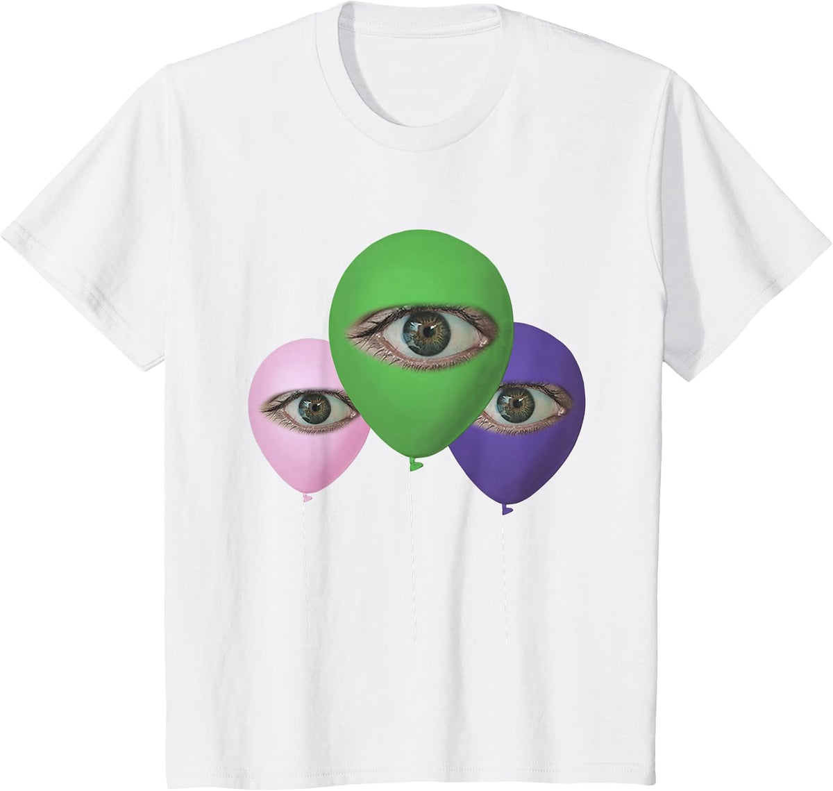 Creepy Baloon Eyes Kidcore Dreamcore Weirdcore Clothing T-Shirt - White