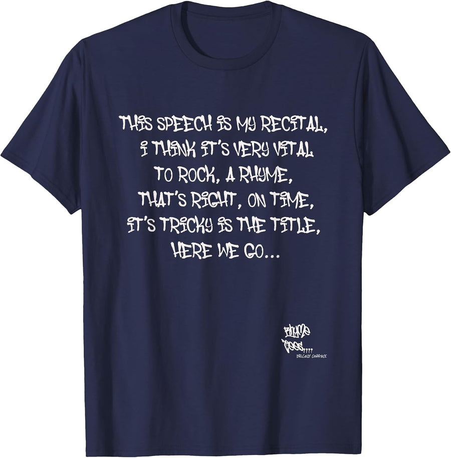 Old School Rap Hip HOP Merch It's Tricky Quote 80's DMC T-Shirt - Navy Blue