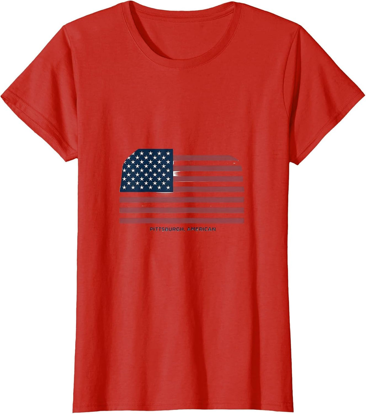 Women's Pittsburgh, American Minimalist Patriotic Faith Over Fear T-Shirt - Red