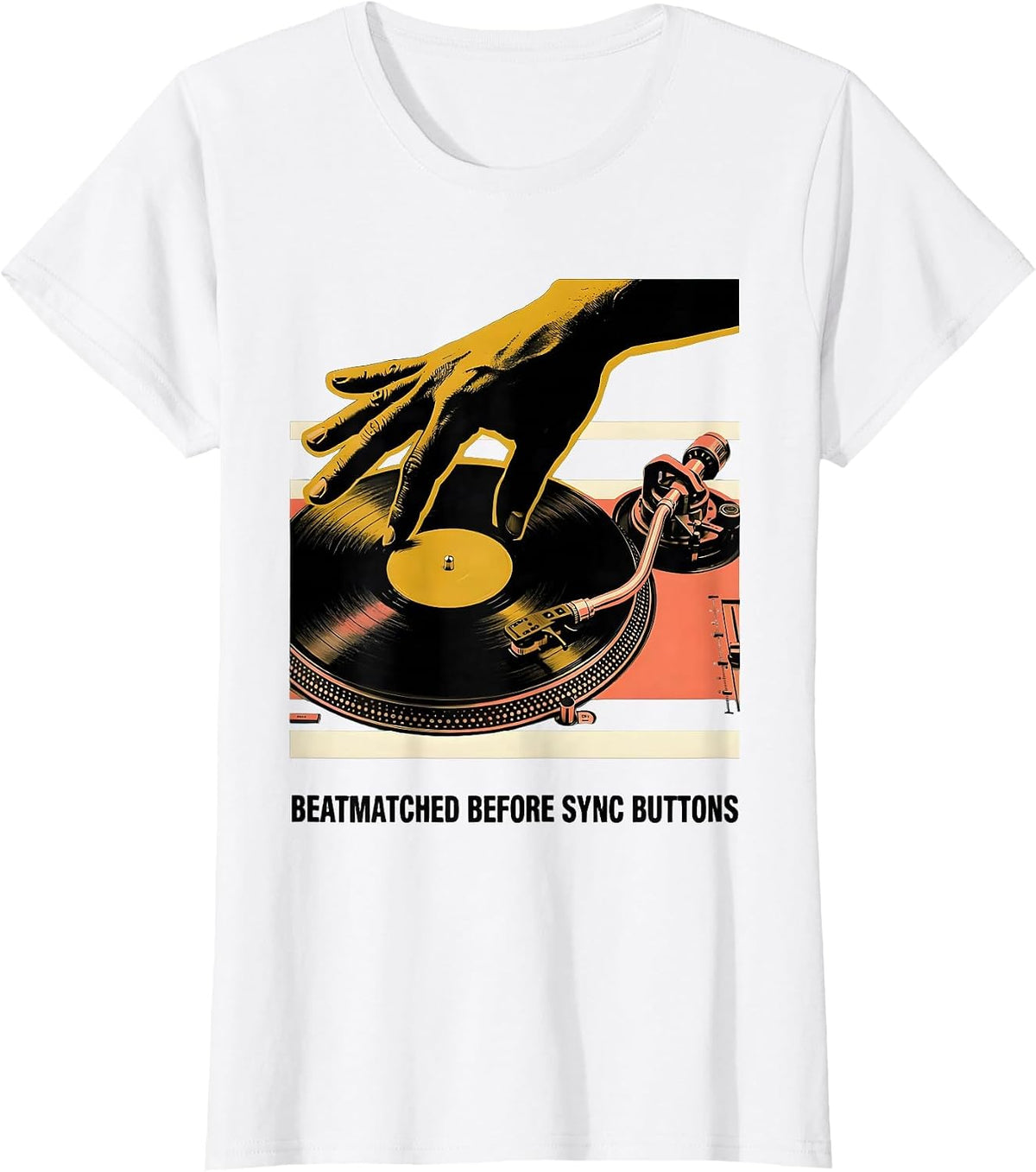 Beatmatched Before Sync Buttons Funny DJ Gift Retro T-Shirt - White