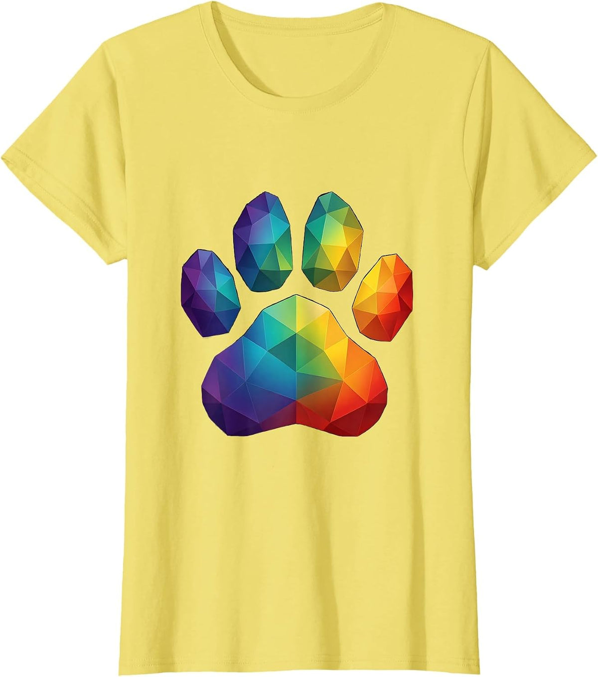 Geometric Bear Paw Rainbow Pride Graphic T-Shirt - Lemon Yellow