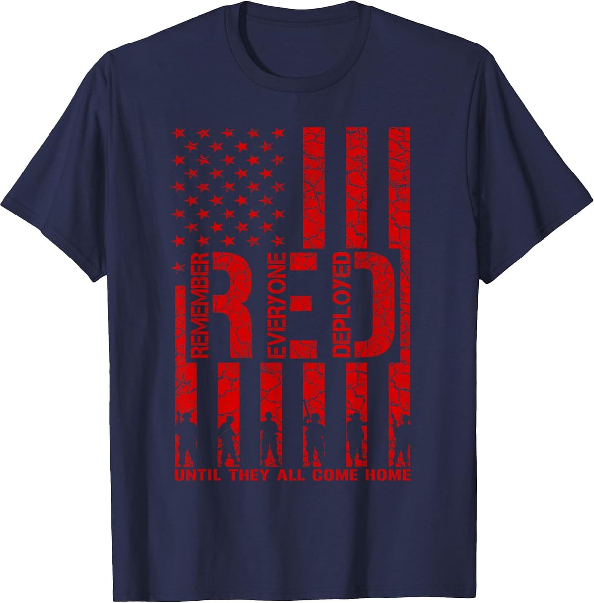 Red Friday Military Shirt - Veteran Deployed T-Shirt - Navy Blue