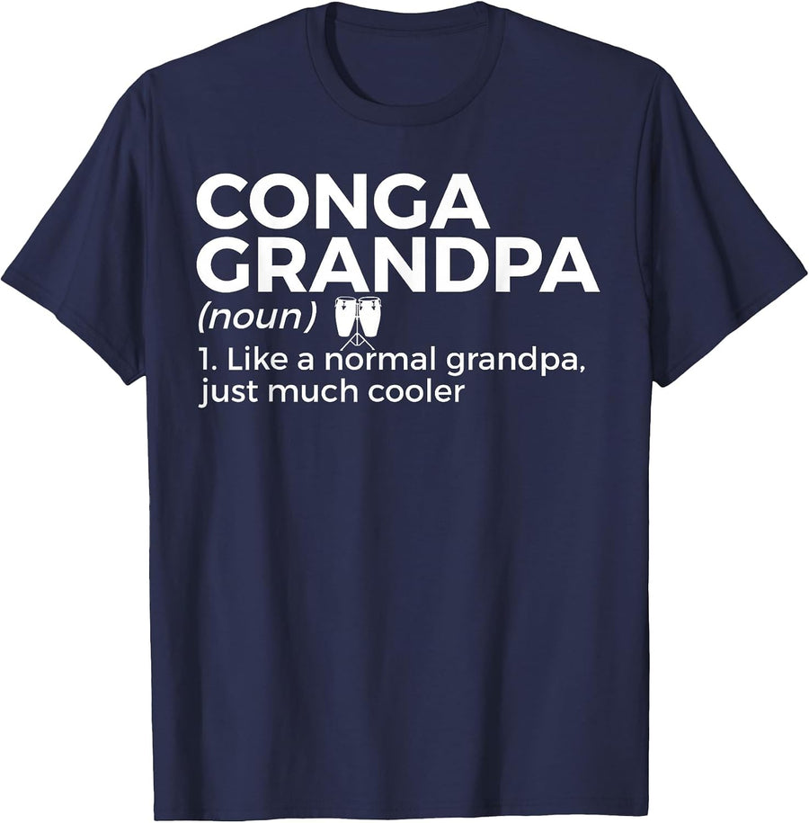 Conga Grandpa Definition Conga Player T-Shirt - Navy Blue
