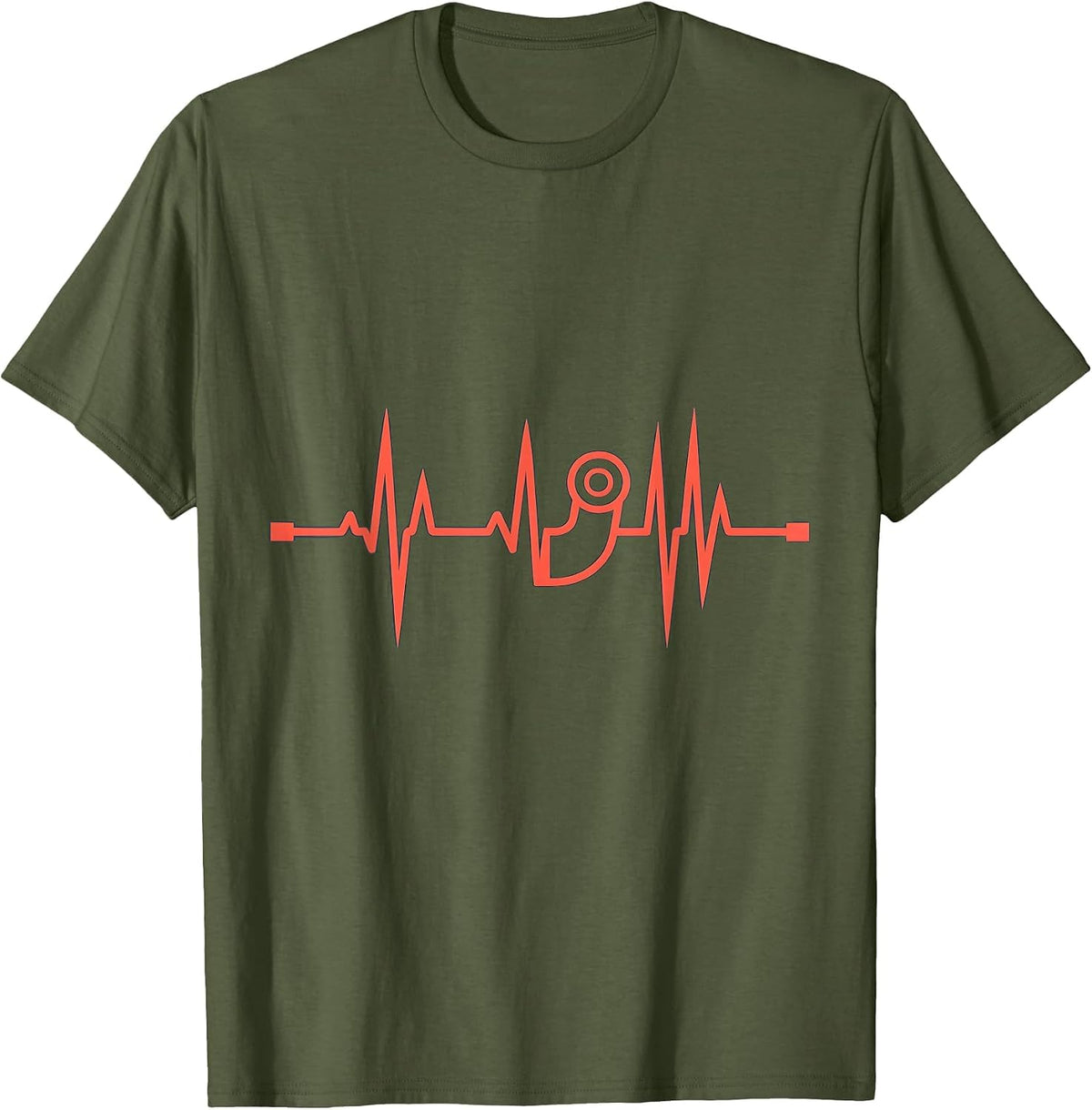 Pulse Trace Auto Enthusiast Car Guy Humor T-Shirt - Olive Green