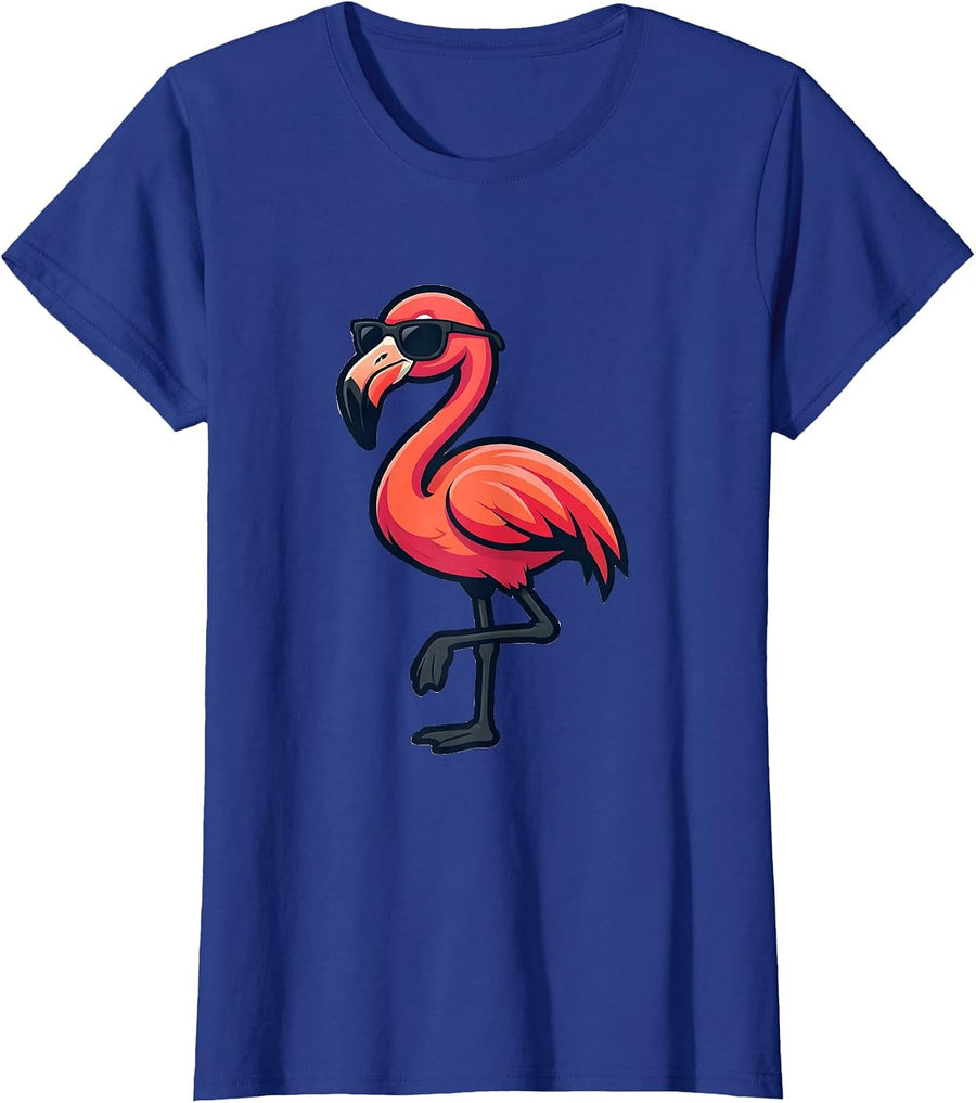 Flamingo Mascot Cool Novelty Bird Lover Gift T-Shirt, Women, Royal Blue, Medium - As Pictured