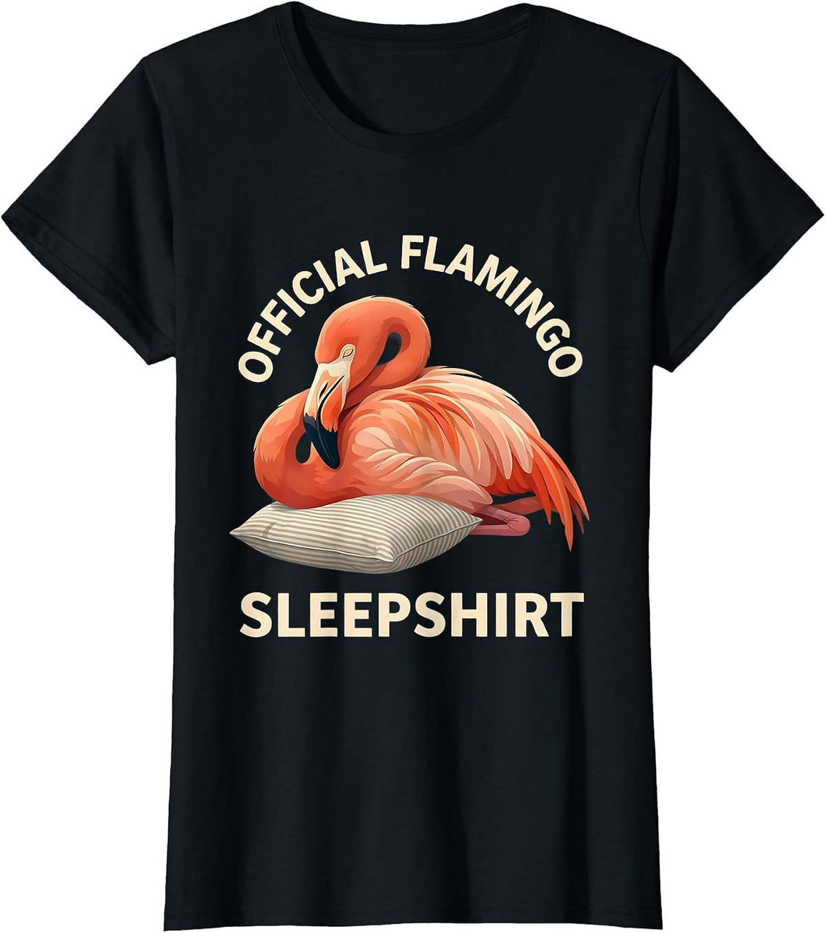 Women's Official Flamingo Sleepshirt Funny Animal Lover Pajama Humor T-Shirt - Black