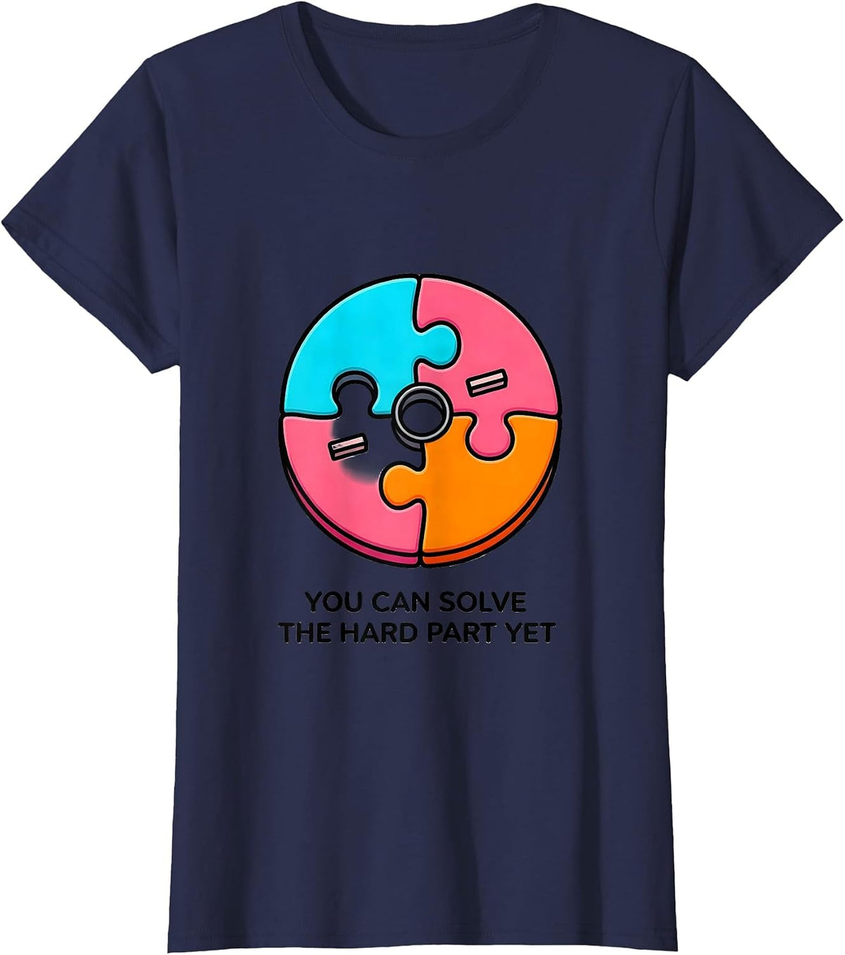 Women's You Can Solve The Hard Part Yet Growth Mindset Teacher T-Shirt - Navy Blue