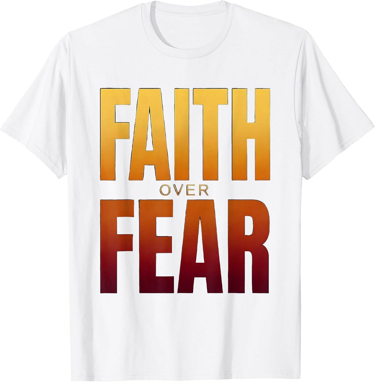 Faith Over Fear Rugged Mountain Range Design T-Shirt - White