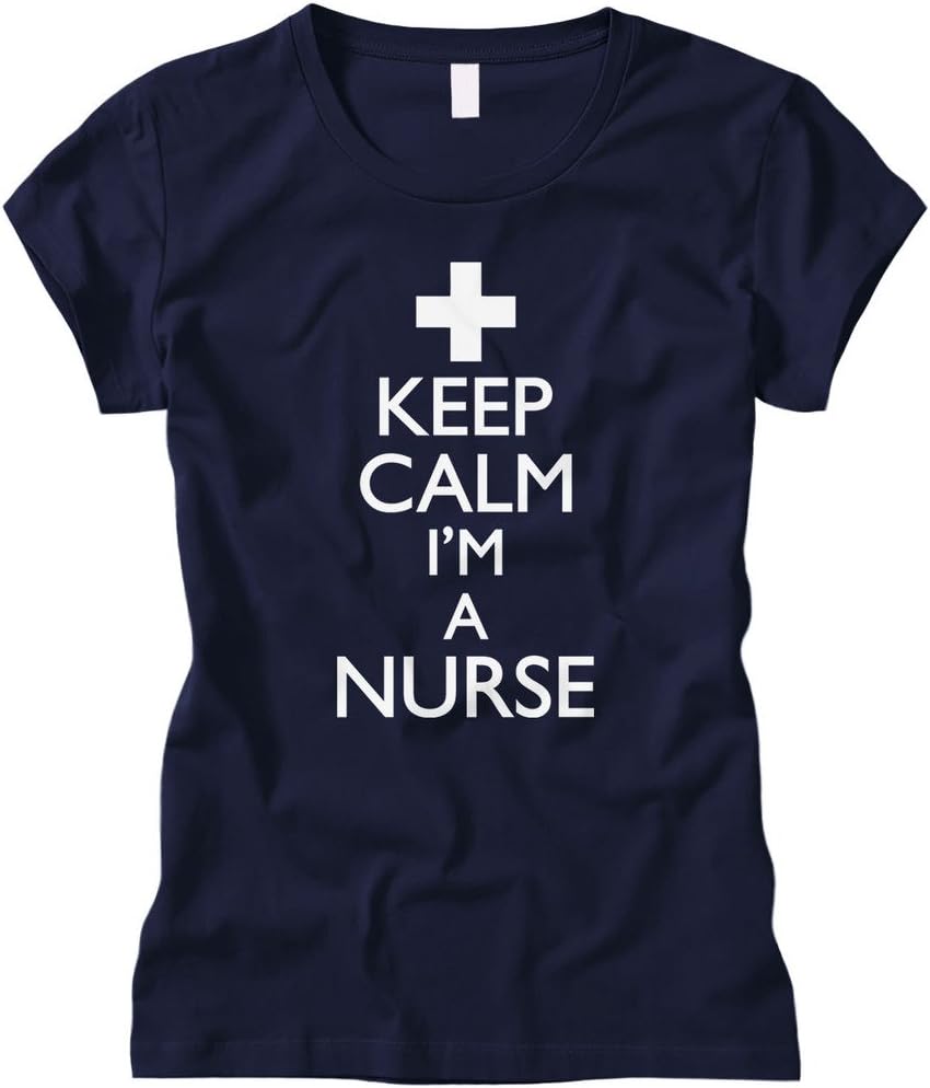 Cybertela Women's Keep Calm I'm A Nurse Fitted T-Shirt - Navy Blue
