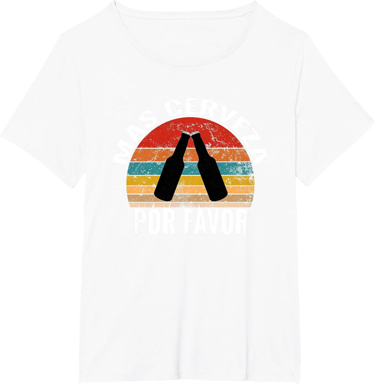 Mas Cerveza Por Favor Funny Vintage Spanish Beer Lover T-Shirt - White