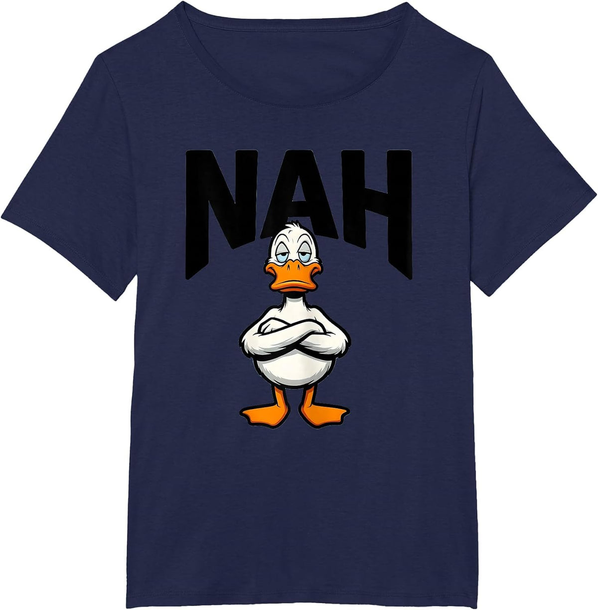 Women's Nah Cartoon Duck Humor Novelty Gift for Duck Lovers T-Shirt - Navy Blue