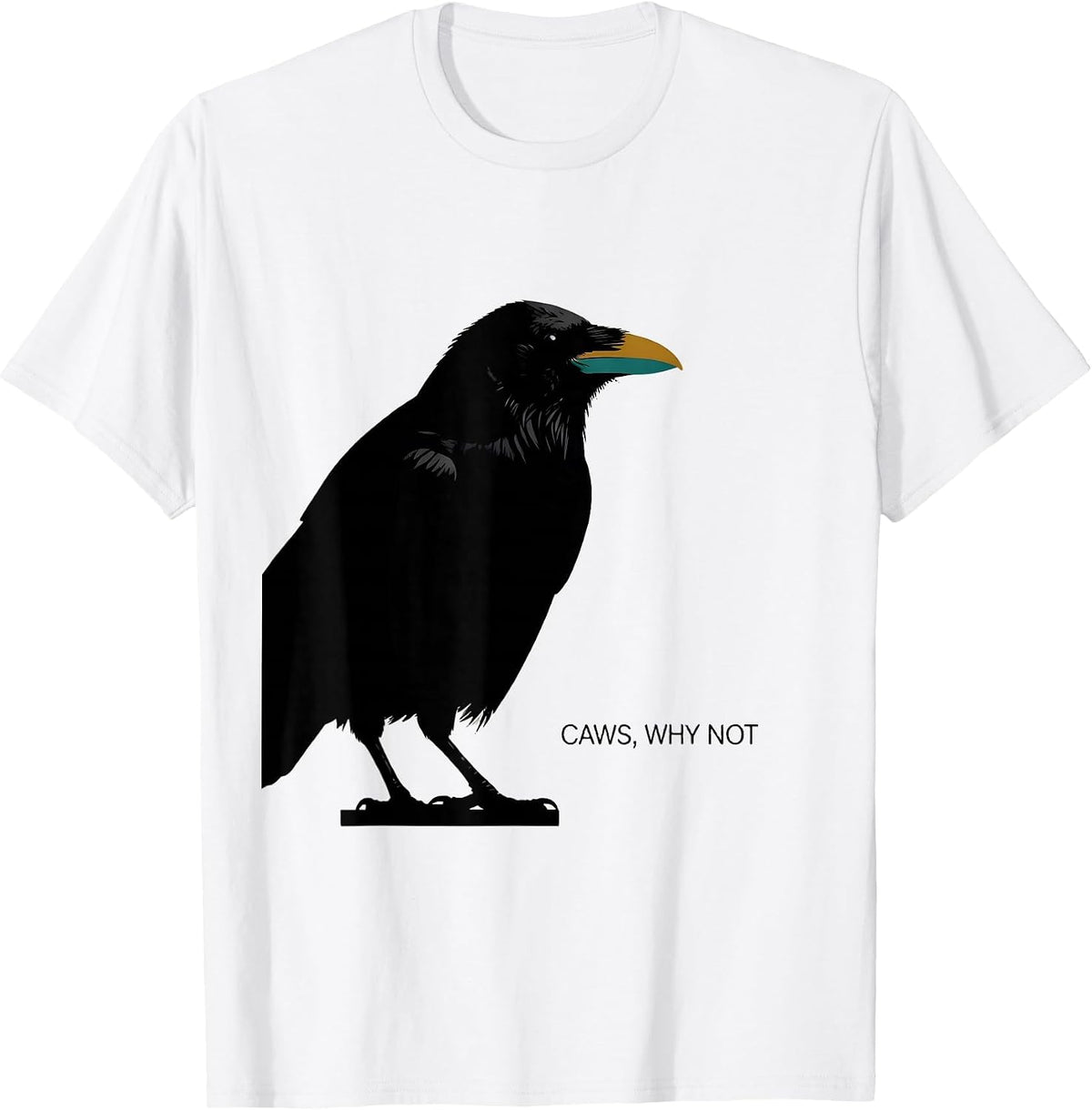 Men's Caws Why Not Midcentury Modern Crow Lover Humor T-Shirt - White