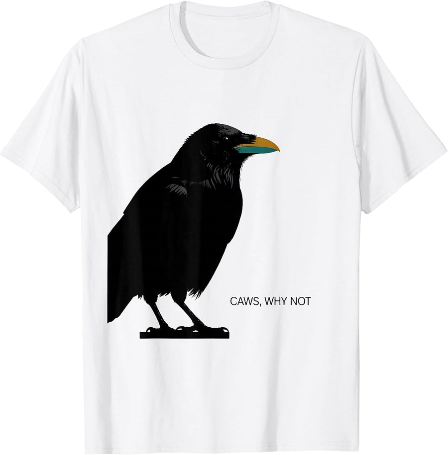 Men's Caws Why Not Midcentury Modern Crow Lover Humor T-Shirt - White