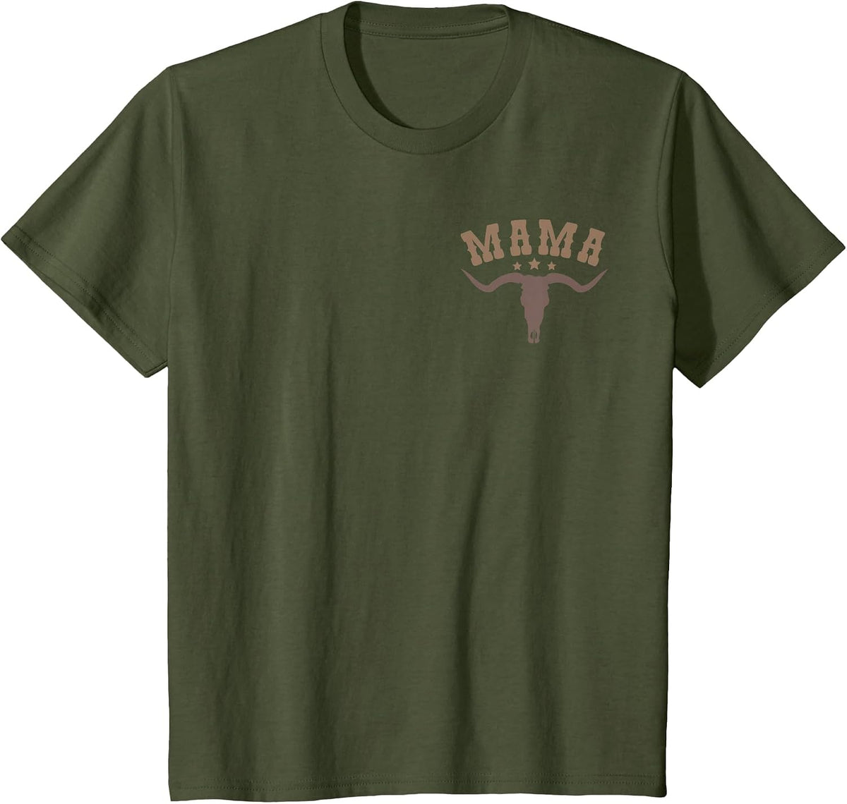 Mama Skull Highland Cow Boy Western Rodeo Family Matching T-Shirt, Youth, Olive Green, 3T - As Pictured