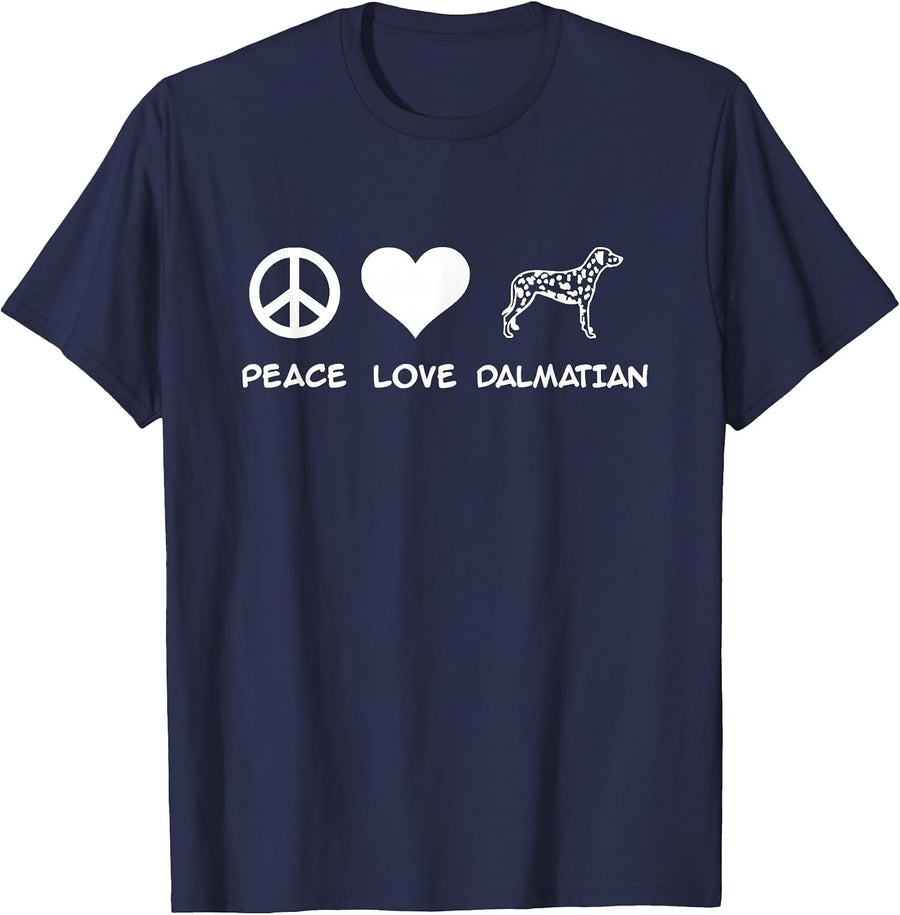 Peace, Love, Dalmatian T-Shirt - Navy Blue