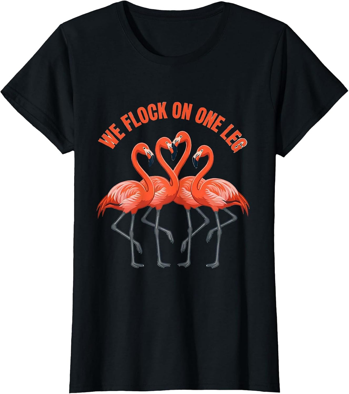 We Flock On One Leg Funny Flamingo Family Matching Vacation T-Shirt - Black