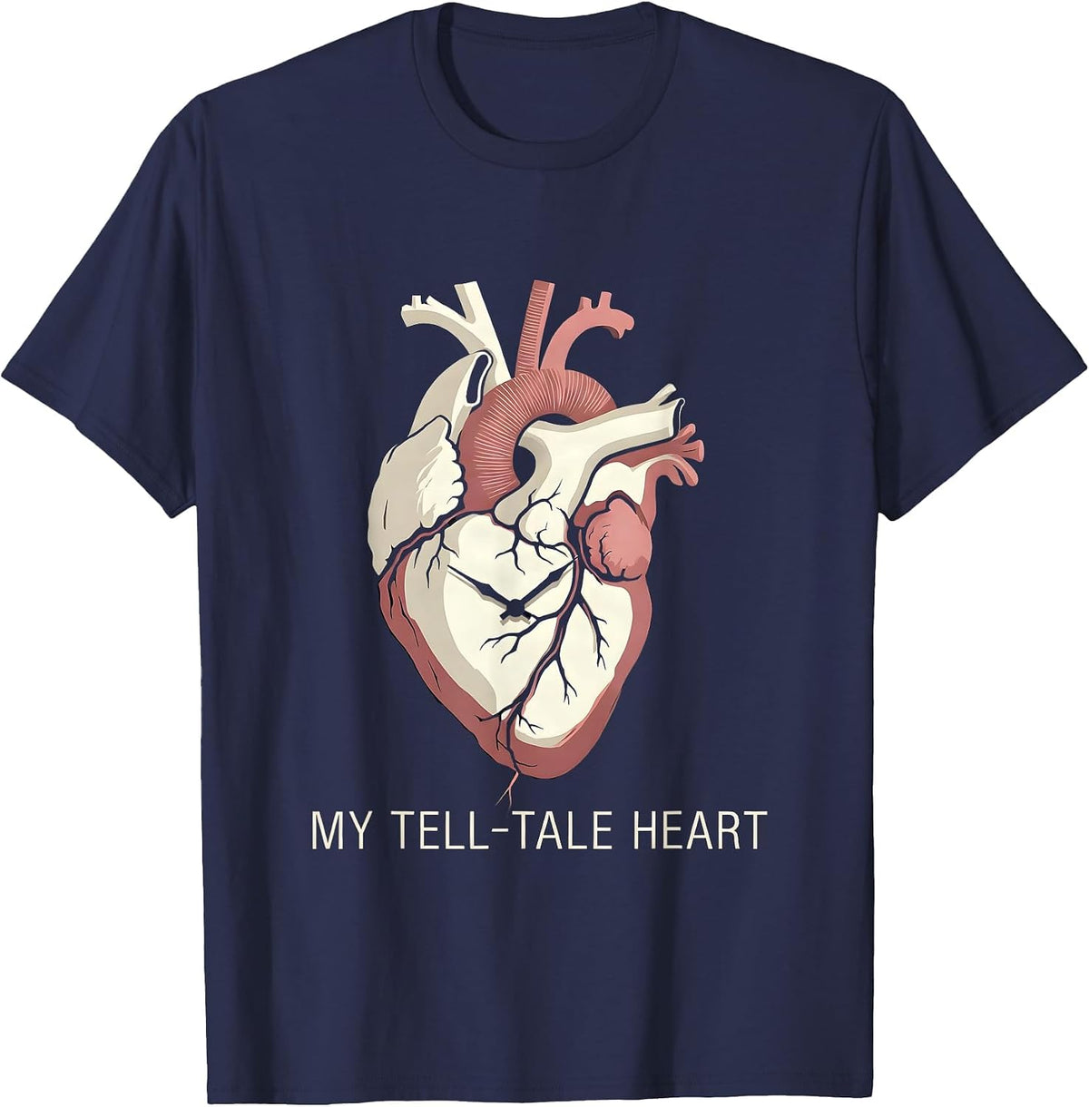 My Tell-Tale Heart Gothic Edgar Allan Poe Quote Literary T-Shirt - Navy Blue