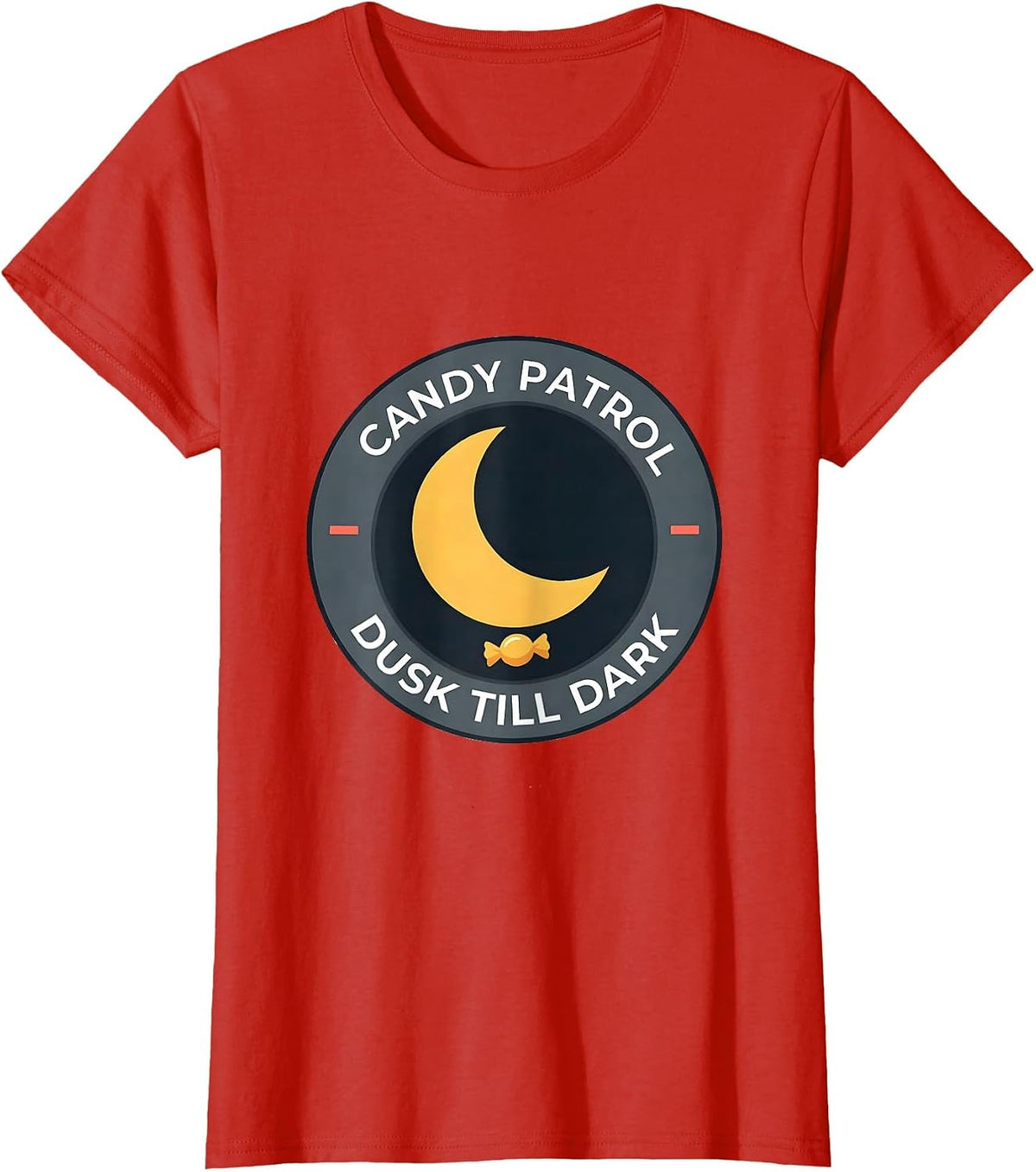 Candy Patrol Dusk Till Dark Faith Over Fear Halloween Humor T-Shirt - Red