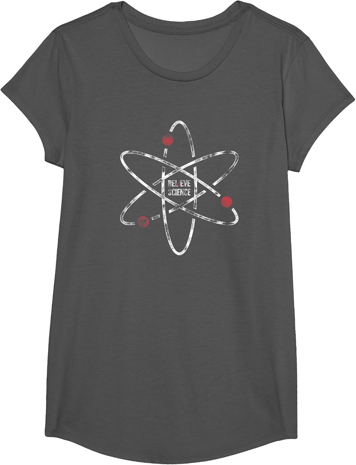 I Believe in Science T-Shirt - Girls Asphalt Grey