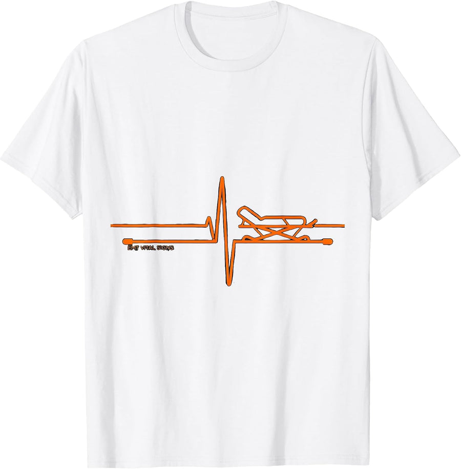 Men's EMT Vital Signs Pulse Waveform Emergency Medical Technician T-Shirt - White