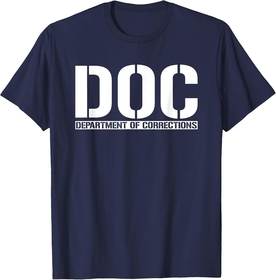 DOC Department of Corrections Inmate Officer Costume TEE T-Shirt - Navy Blue