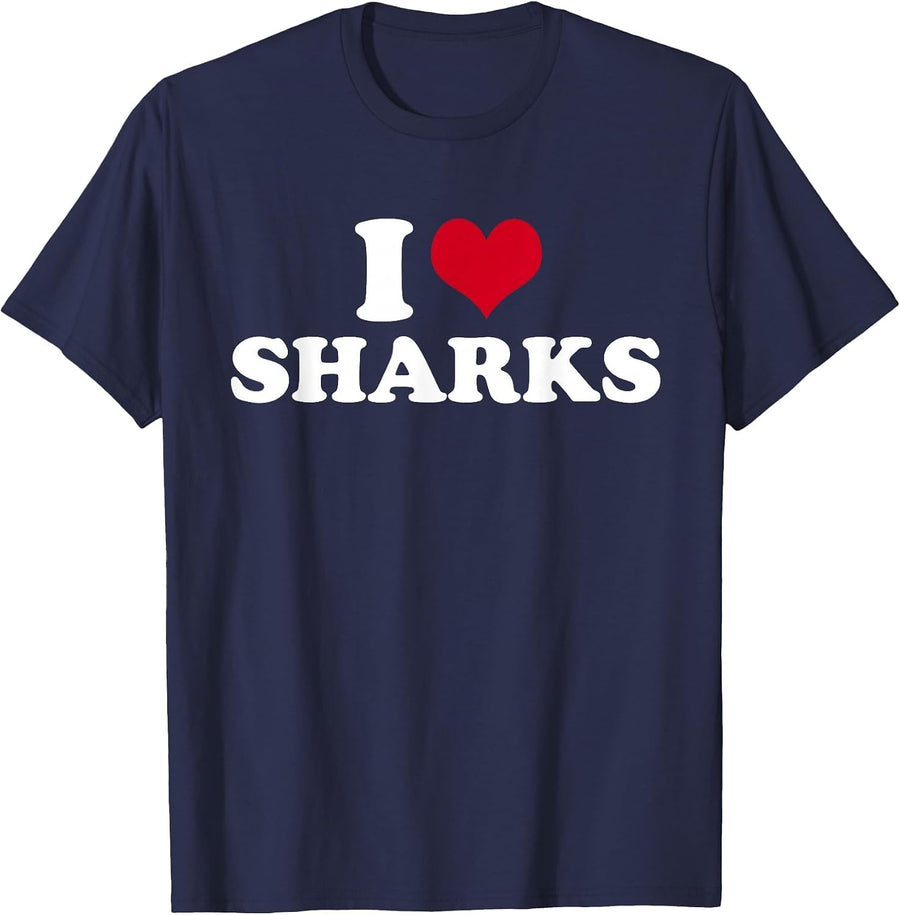I Heart Sharks T-Shirt - Navy Blue