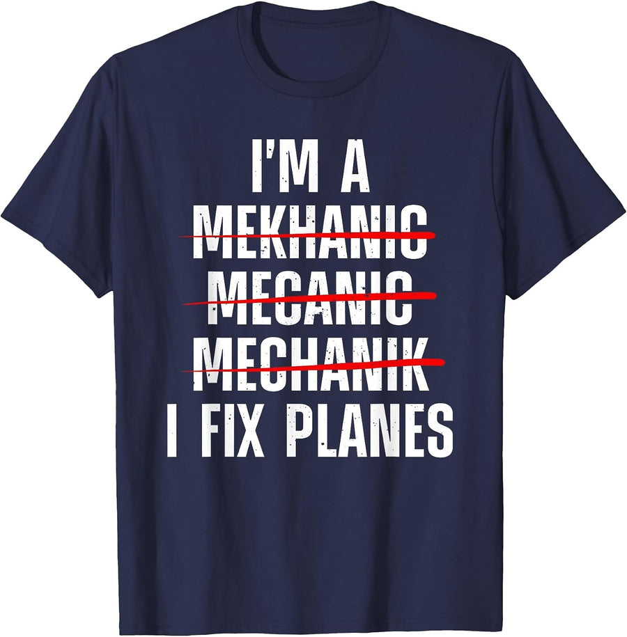 Aircraft Mechanic Art for Men Women Aircraft Maintenance T-Shirt - Navy Blue