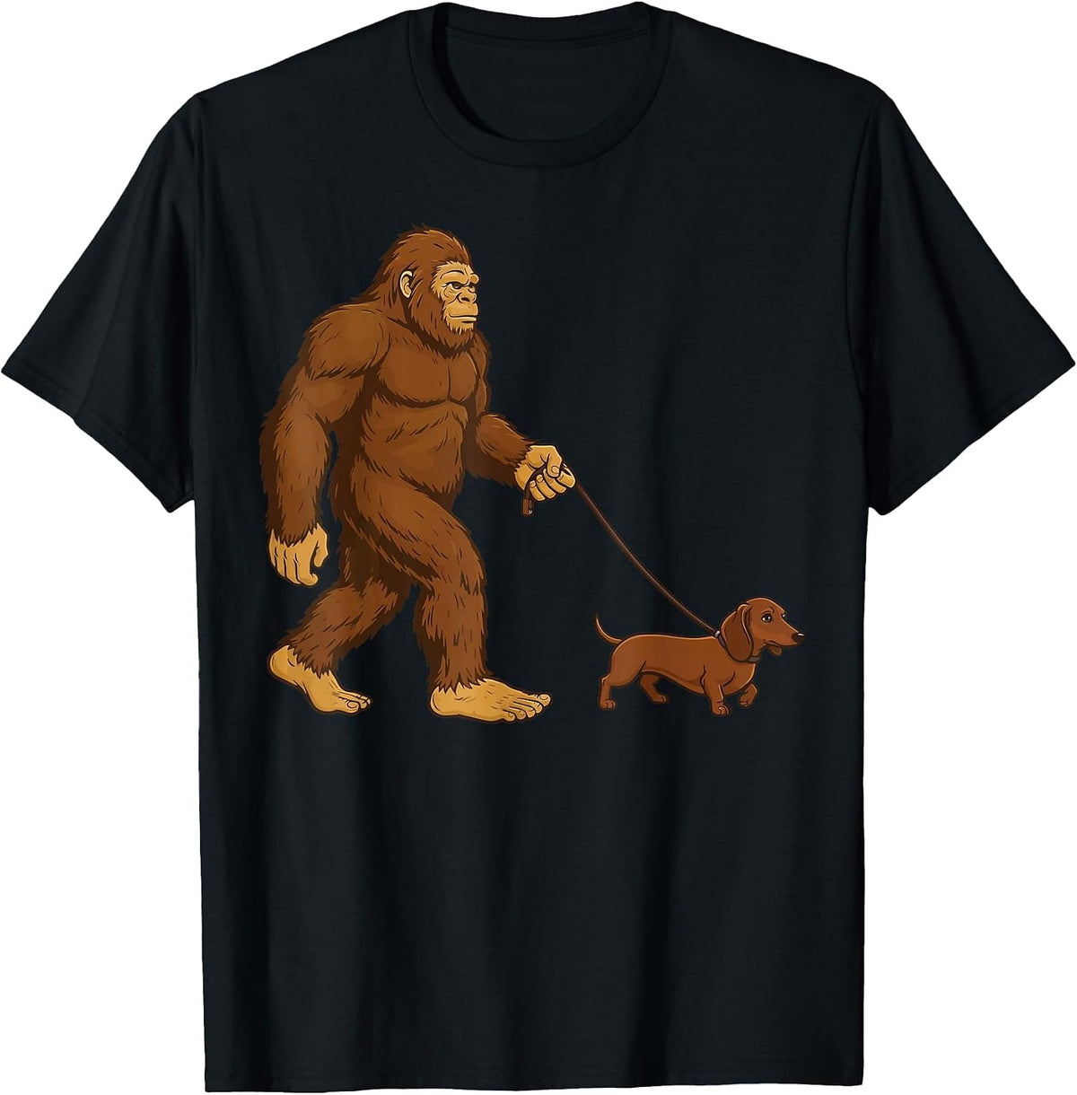Bigfoot Dachshund Retro Weiner Dog T-Shirt - Black