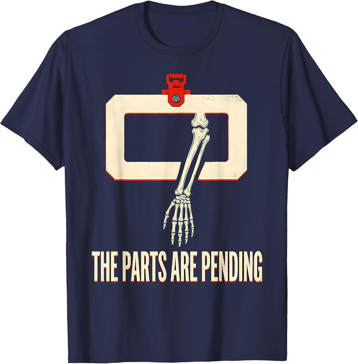 The Parts Are Pending Funny Skeleton Mechanic Auto Repair T-Shirt - Navy Blue