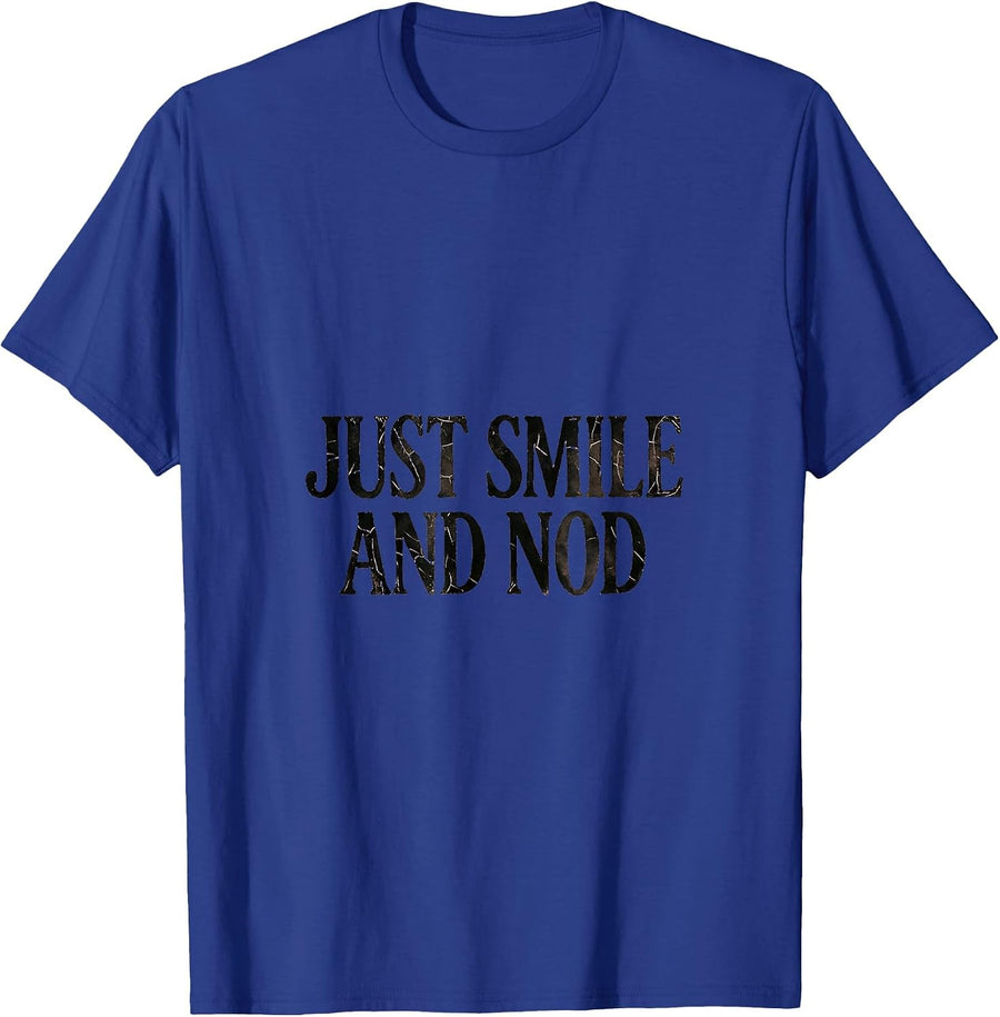Just Smile and Nod Emotional Support Husband T-Shirt - Royal Blue