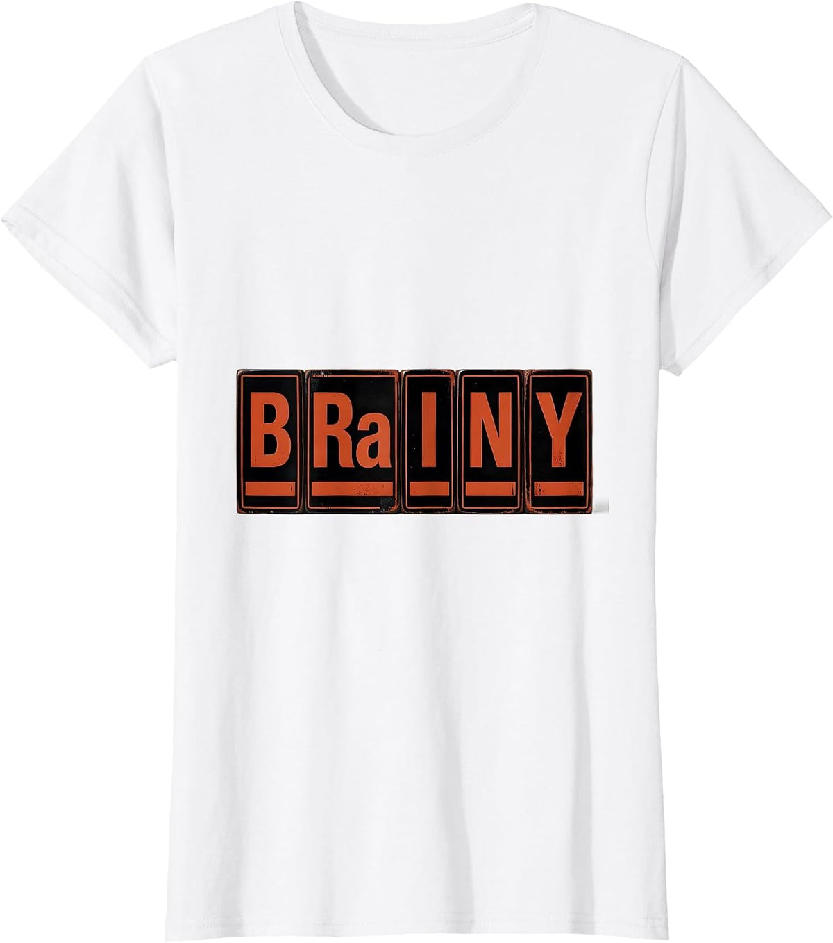 BRAINY Wood Type Letterpress Periodic Table Chemistry Humor T-Shirt - White