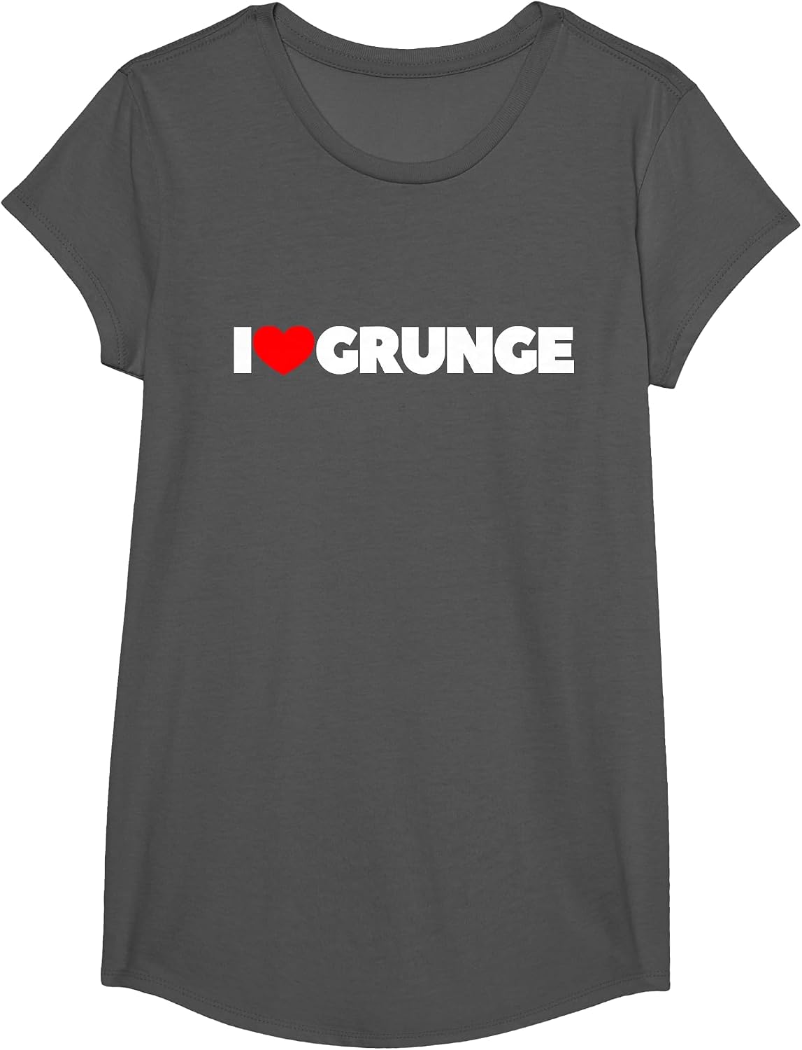 I Love (Heart) Grunge T-Shirt T-Shirt - Girls Asphalt Grey