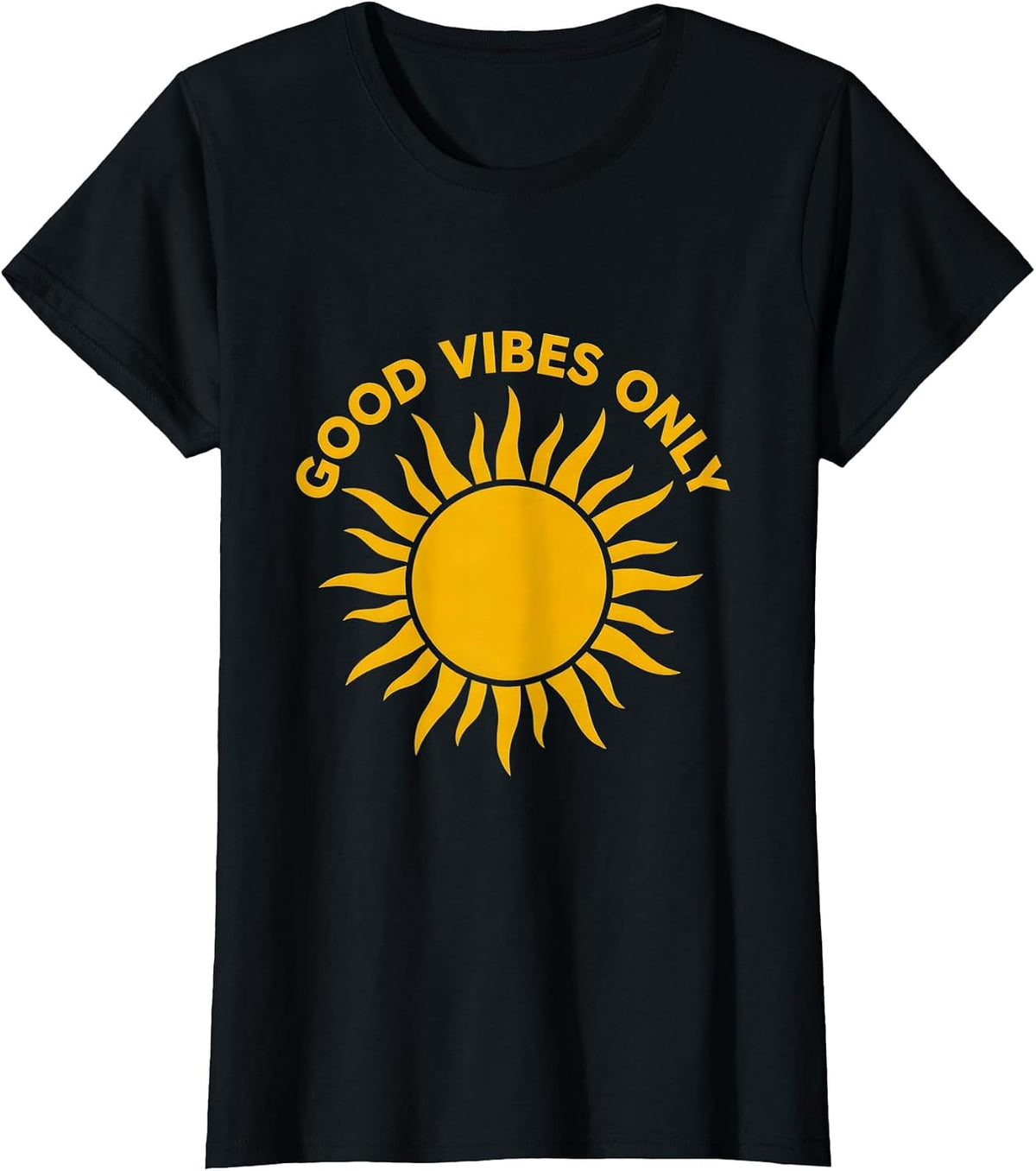 Good Vibes Only Positive Energy Graphic Design T-Shirt - Black