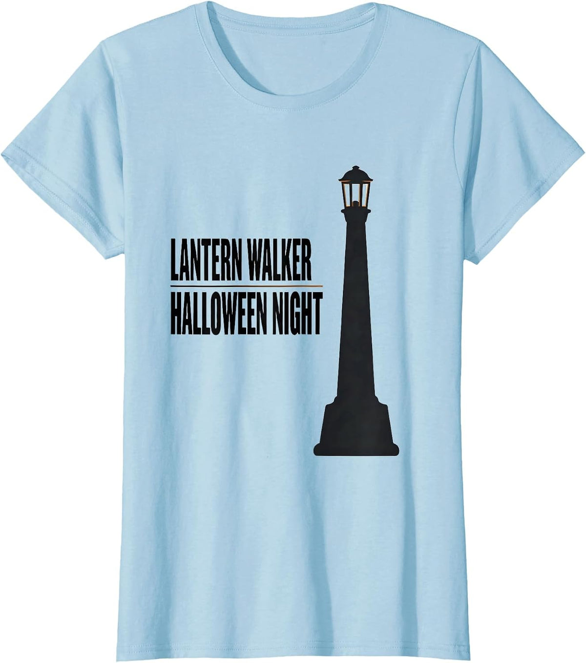 Women's Lantern Walker Halloween Night Faith Over Fear Christian T-Shirt - Baby Blue