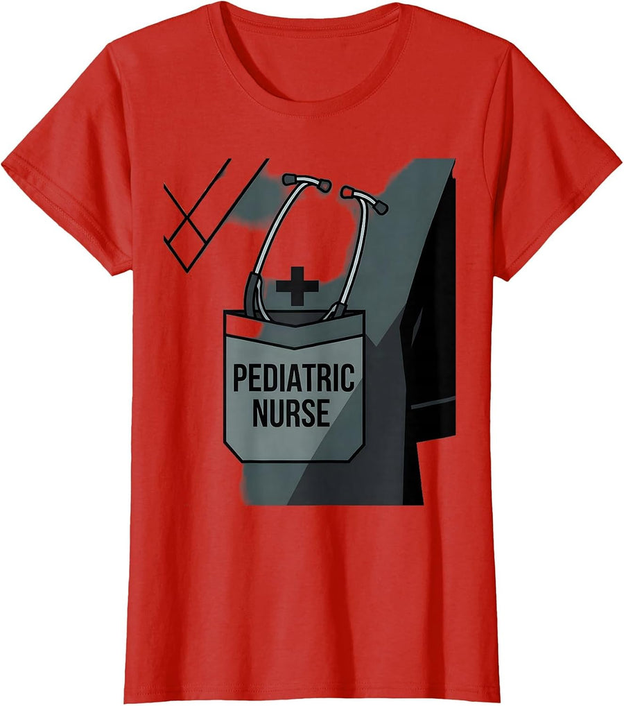 Women's Pediatric Nurse Funny RN Humor Healthcare Professional T-Shirt - Red