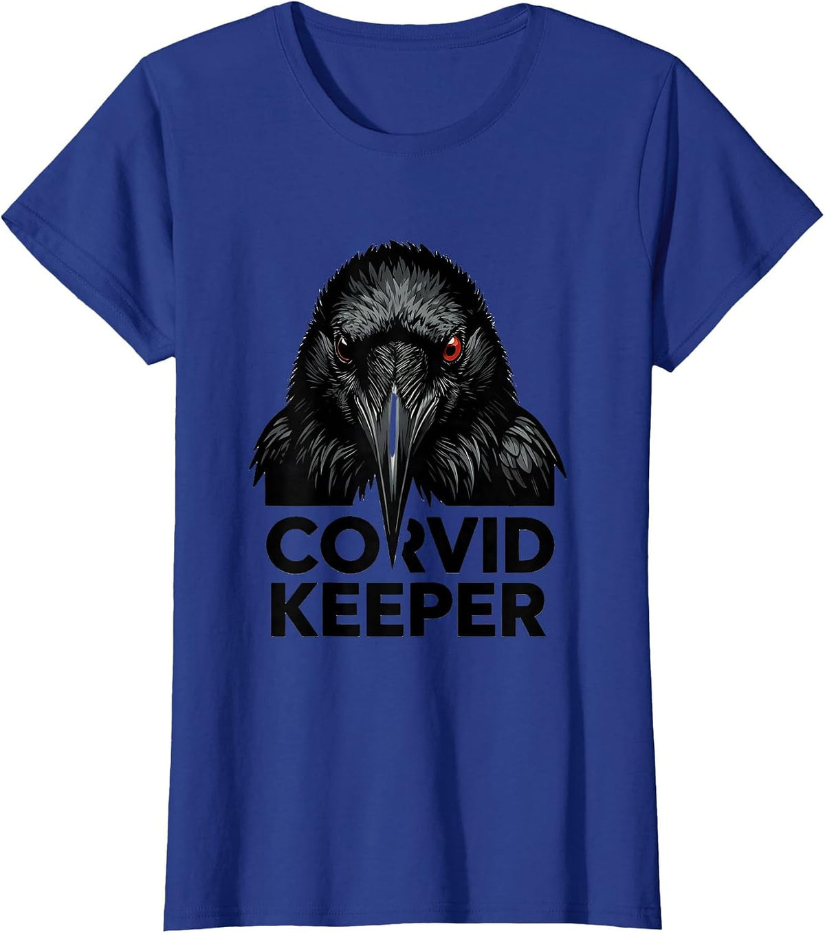 Women's Corvid Keeper Minimalist Crow Bird Gothic Nature Lover T-Shirt - Royal Blue