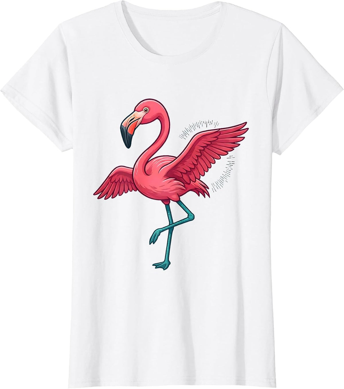 Pink Flamingo Flat Vector Bird Lover Humor T-Shirt - White