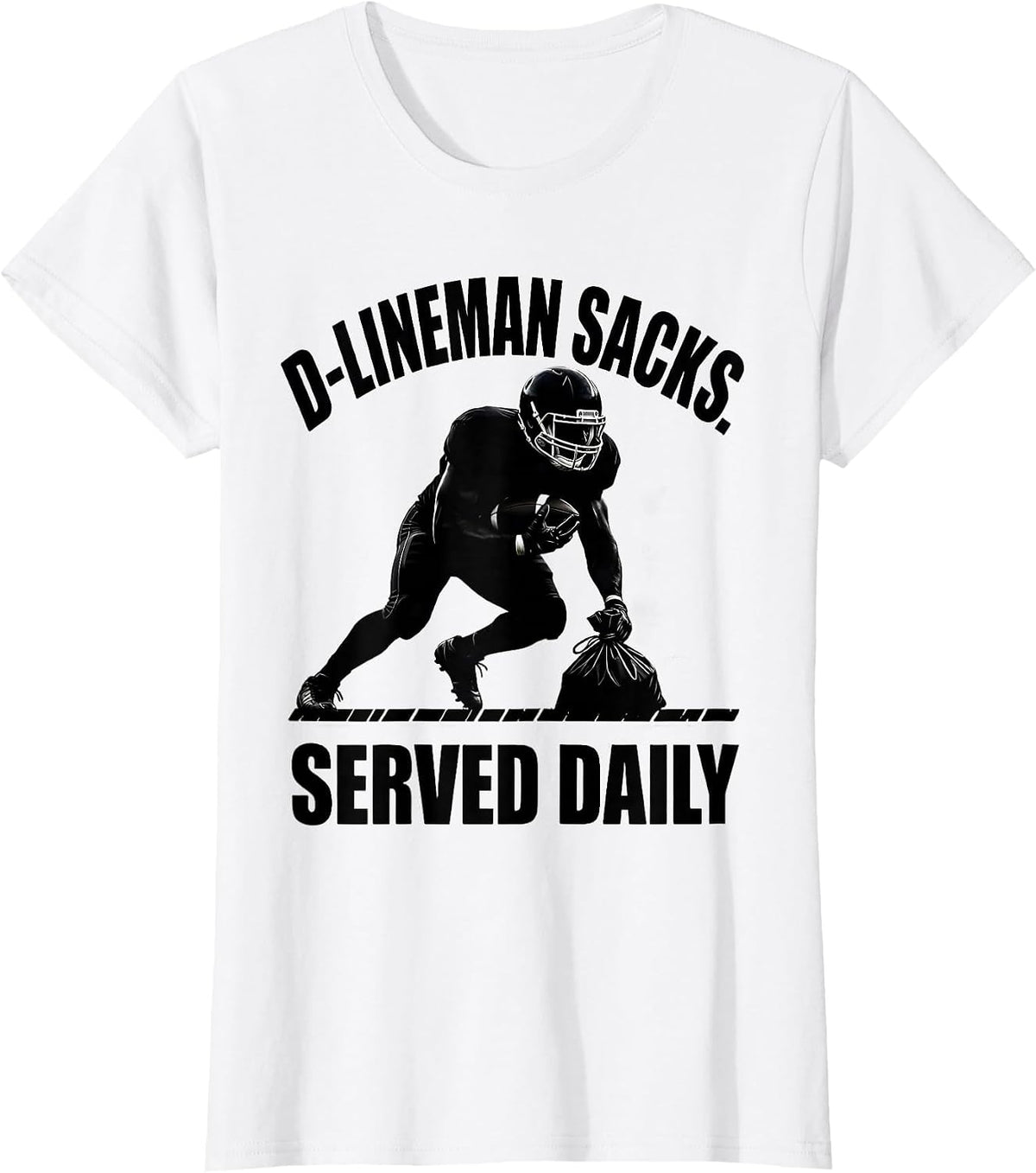 D-Lineman Sacks Served Daily Funny Football Lineman Youth T-Shirt - White