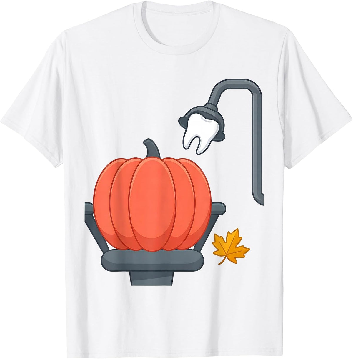 Men's Dental Chair Halloween Dental Hygienist Flat Vector T-Shirt - White