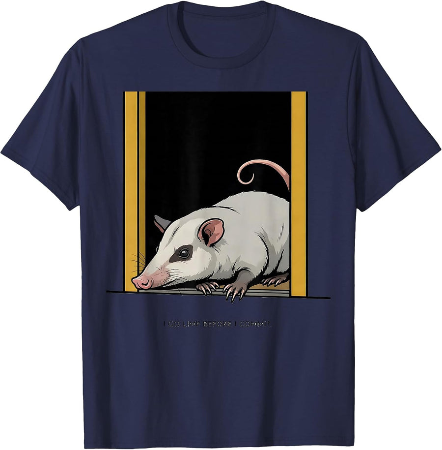 I Go Limp Before I Commit Funny Opossum Meme Animal Humor T-Shirt - Navy Blue