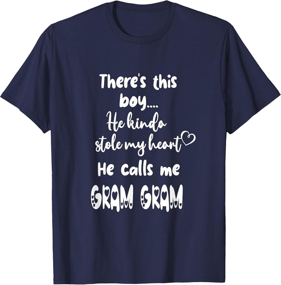 Special Grandma Grandmother This Boy Calls Me Gram Gram T-Shirt - Navy Blue