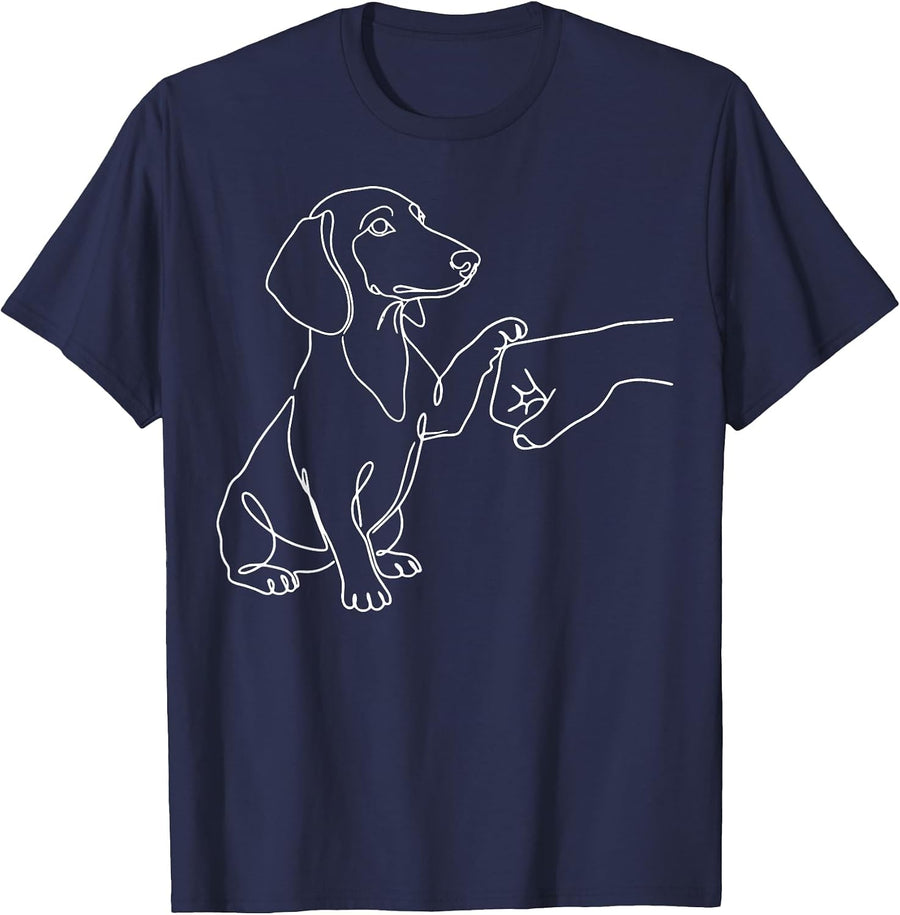 Dachshund Fist Bump Weiner Dog Hand T-Shirt - Navy Blue