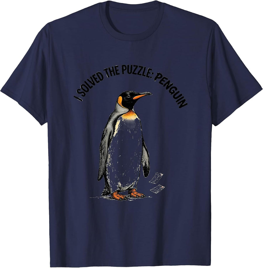 I Solved The Puzzle Penguin Funny Penguin Lover Humor T-Shirt - Navy Blue