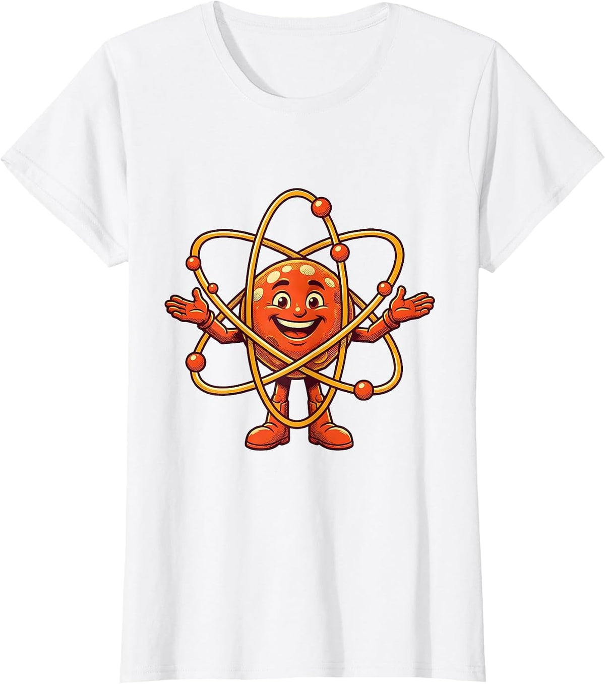 Women's Science Teacher Atom Model Glowing Nucleus Graphic T-Shirt - White