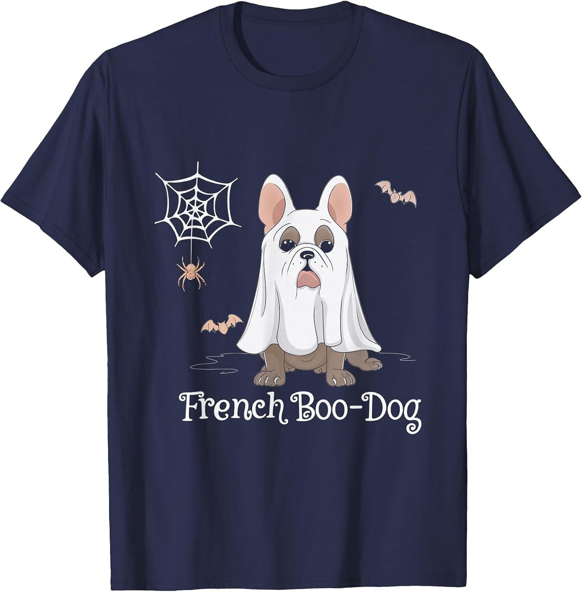 French Boo-Dog French Bulldog Halloween Costume Dog T-Shirt - Navy Blue