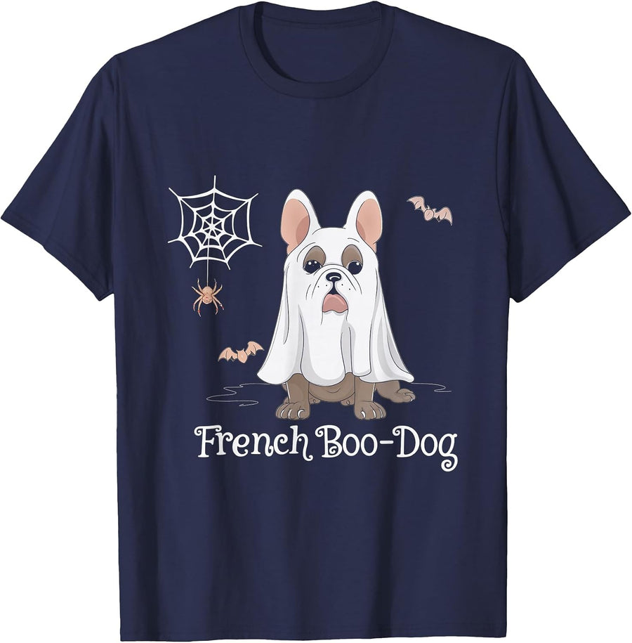 French Boo-Dog French Bulldog Halloween Costume Dog T-Shirt - Navy Blue