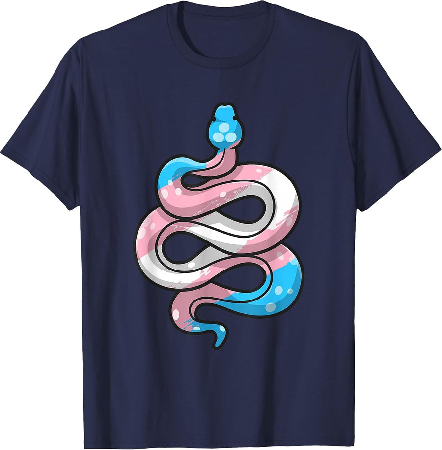 Transgender Pride Stuff Trans Flag Snake Reptile Lover T-Shirt - Navy Blue