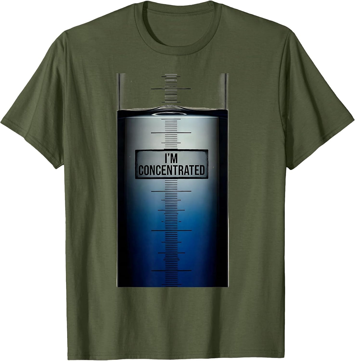 Men's I'm Concentrated Minimalist Chemistry Pun Science Teacher T-Shirt - Olive Green