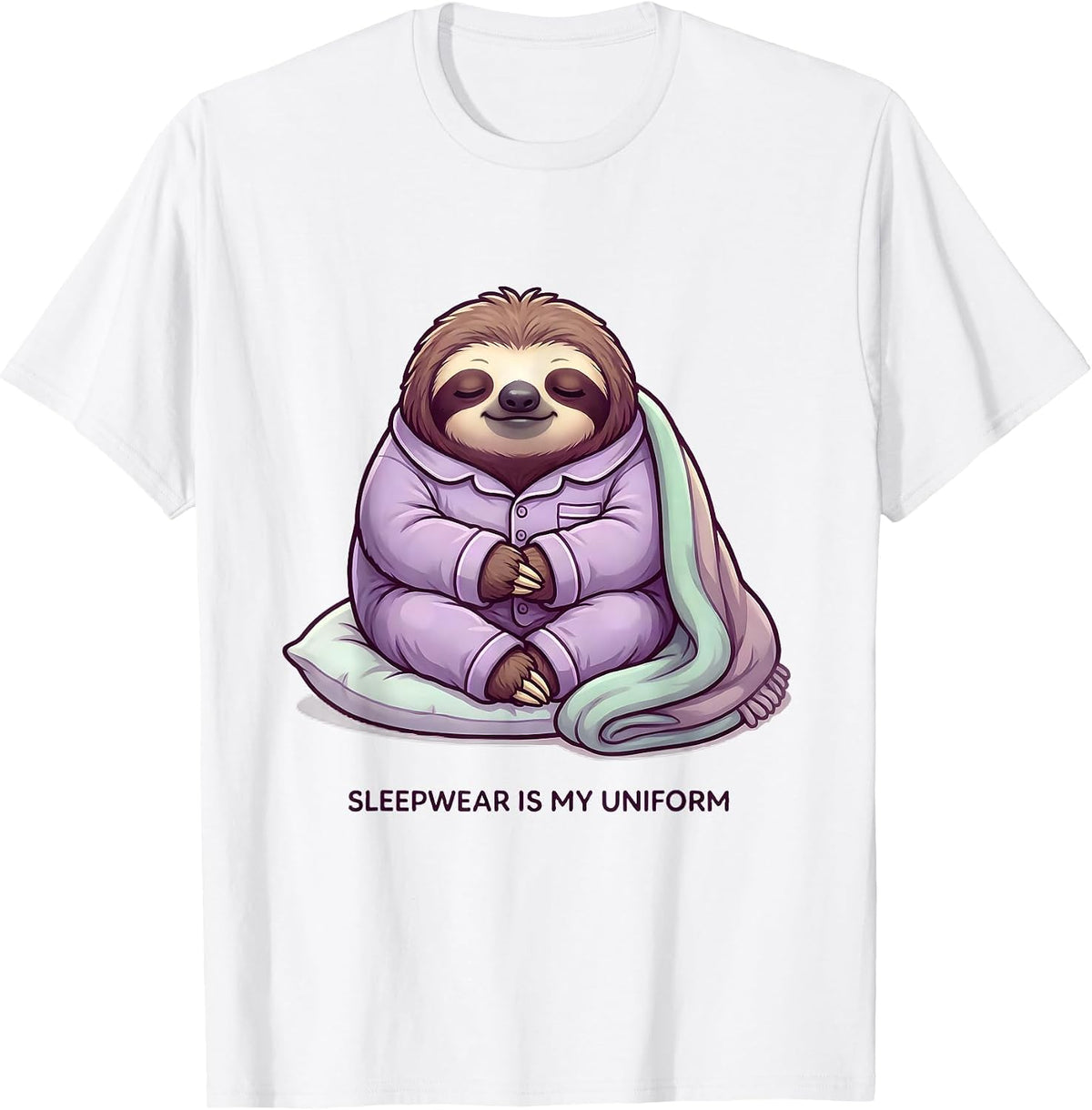 Men's Sleepwear Is My Uniform Cute Kawaii Sloth Pajama Romper T-Shirt - White
